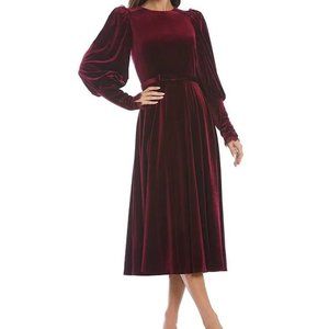NWOT Antonio Melani x Nicola Bathie Velvet Long Sleeve Button Cuff Belted Dress